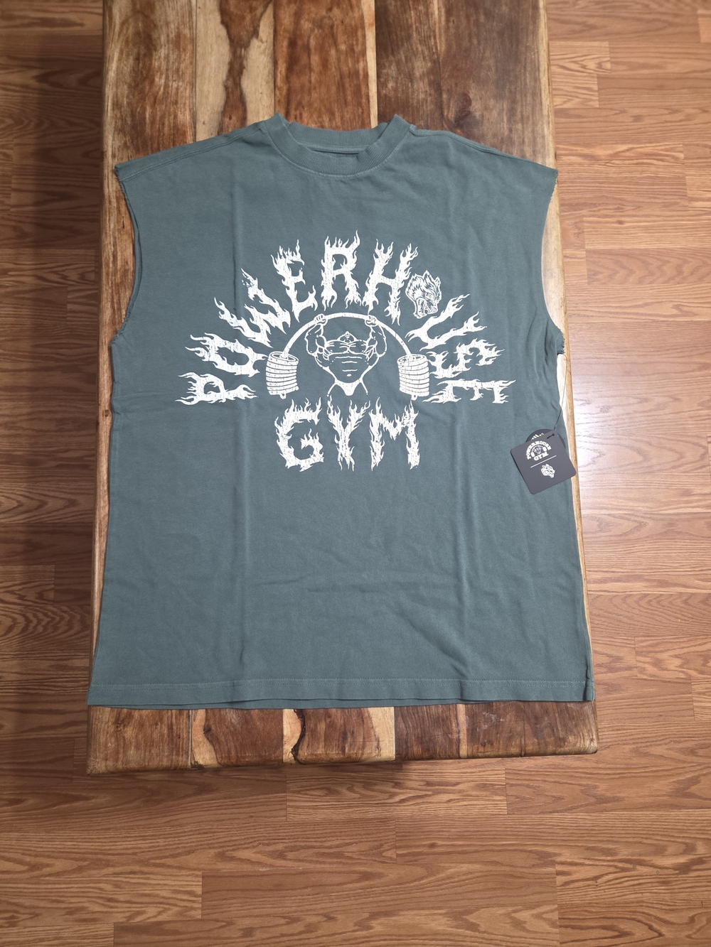 Darc Sport x Powerhouse Gym Premium Box Cut Muscle Tee - Wolf Gray/Sage. Size M
